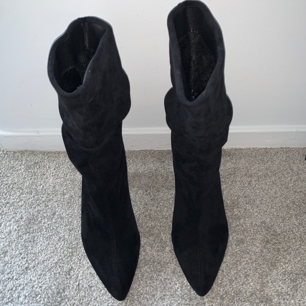 Black Slouchy Mid Calf Bootie - Picture 4 of 6